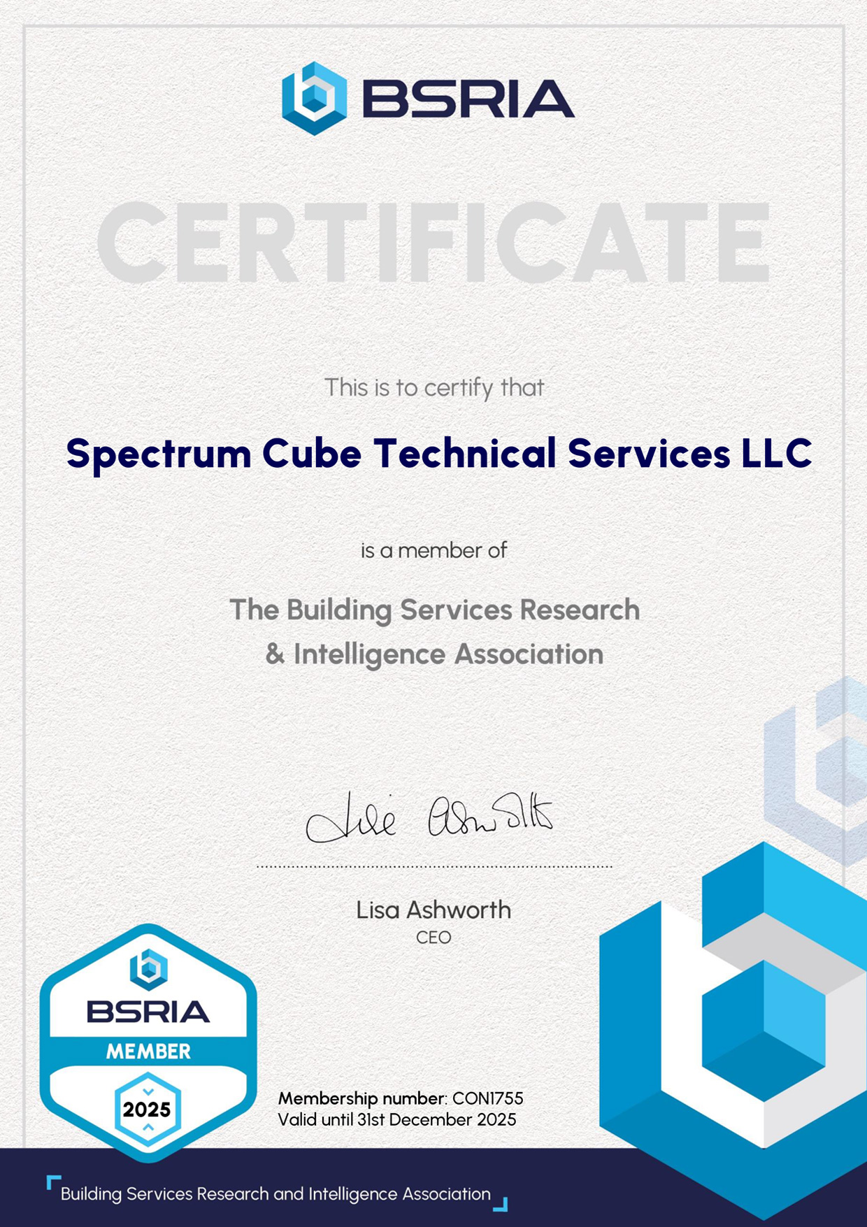 Accreditation – Spectrum Cube Technical Services LLC